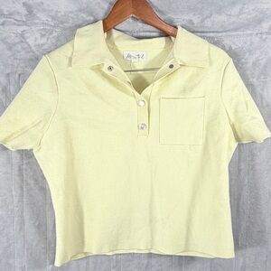 Marled Yellow Collared Knit Polo Top Size XL